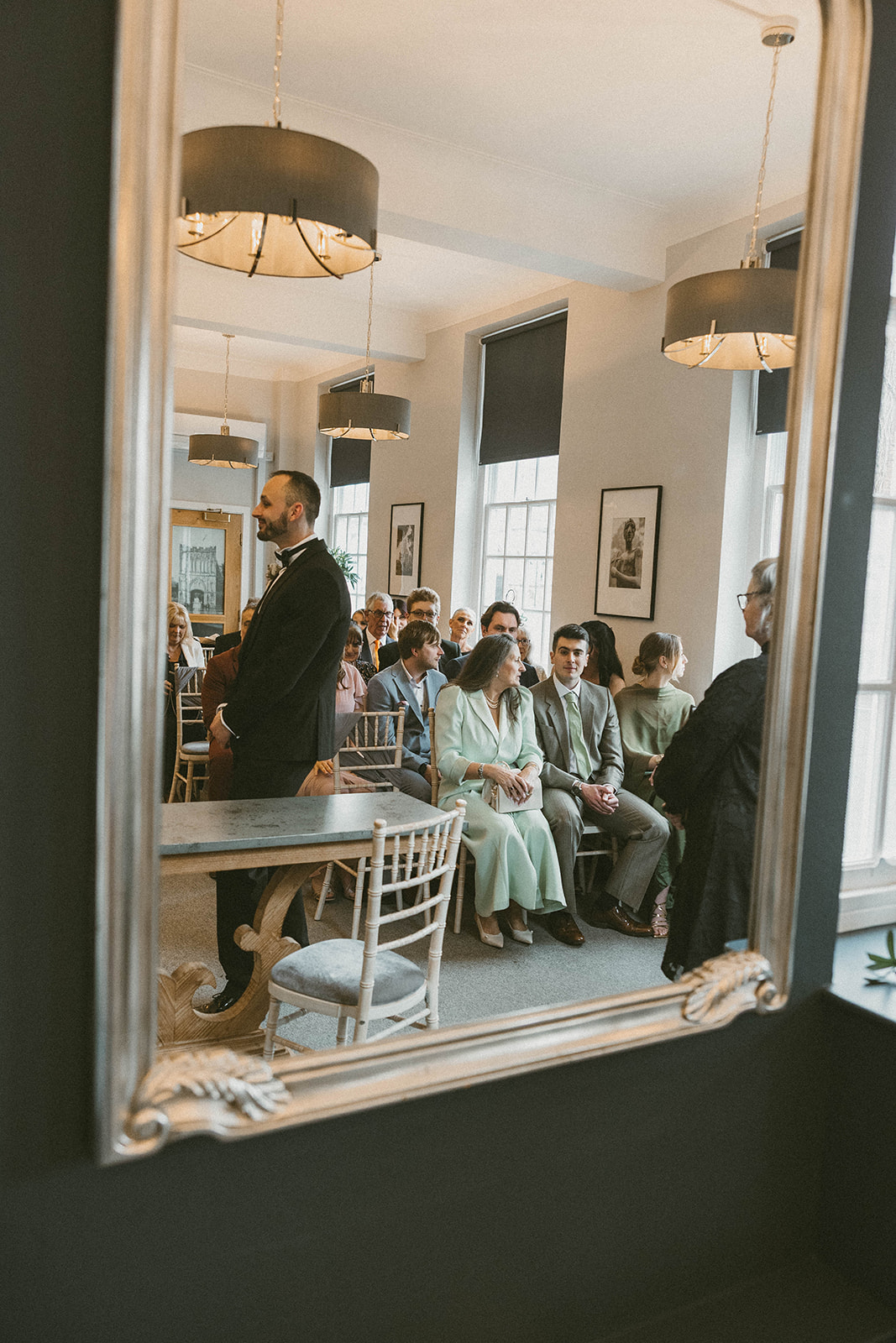 groom in mirror