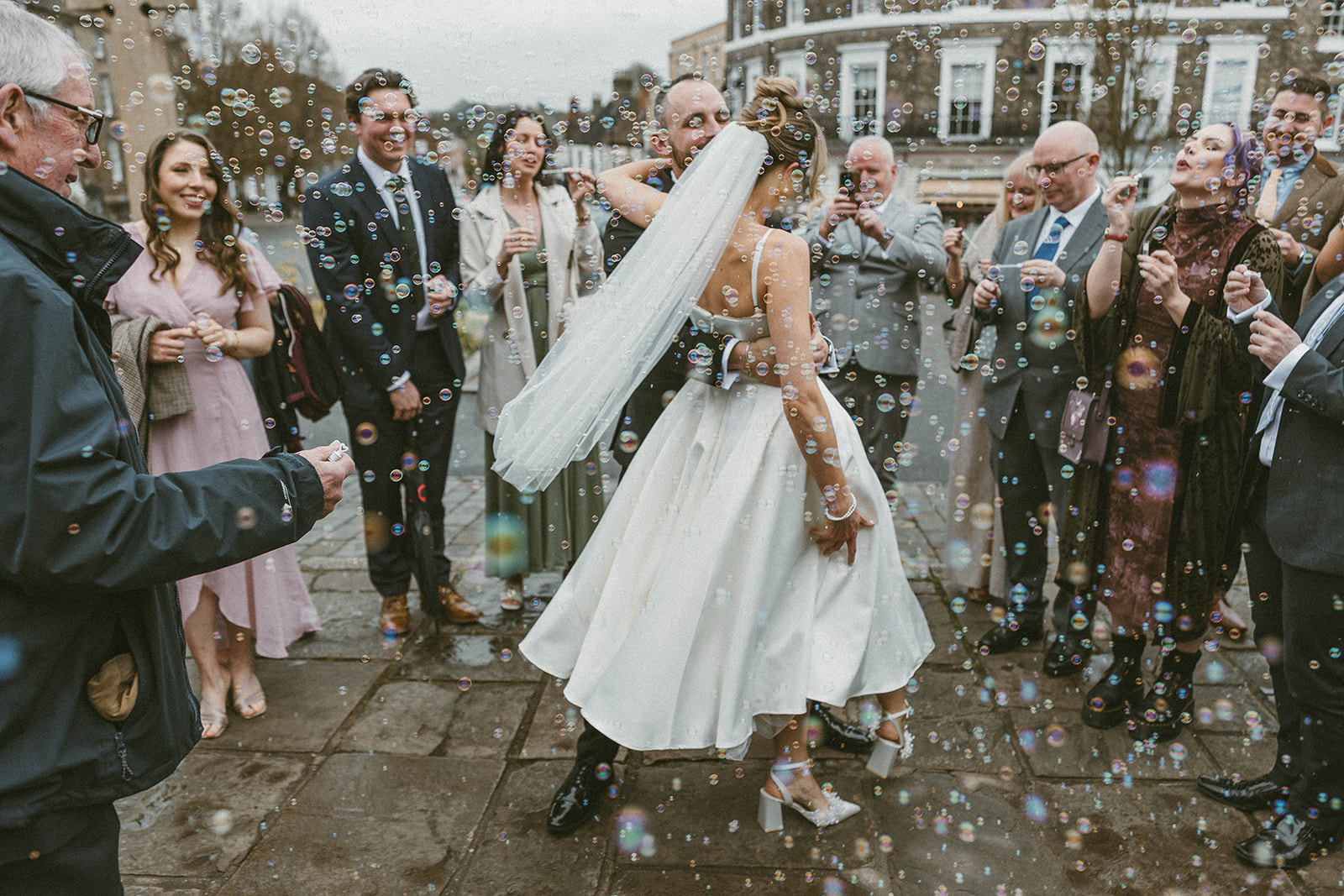 Couple bubble shower