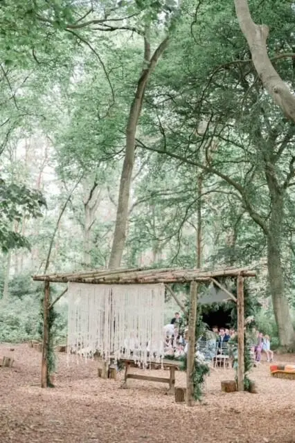 Wedding arch outside at Forest Lodge
