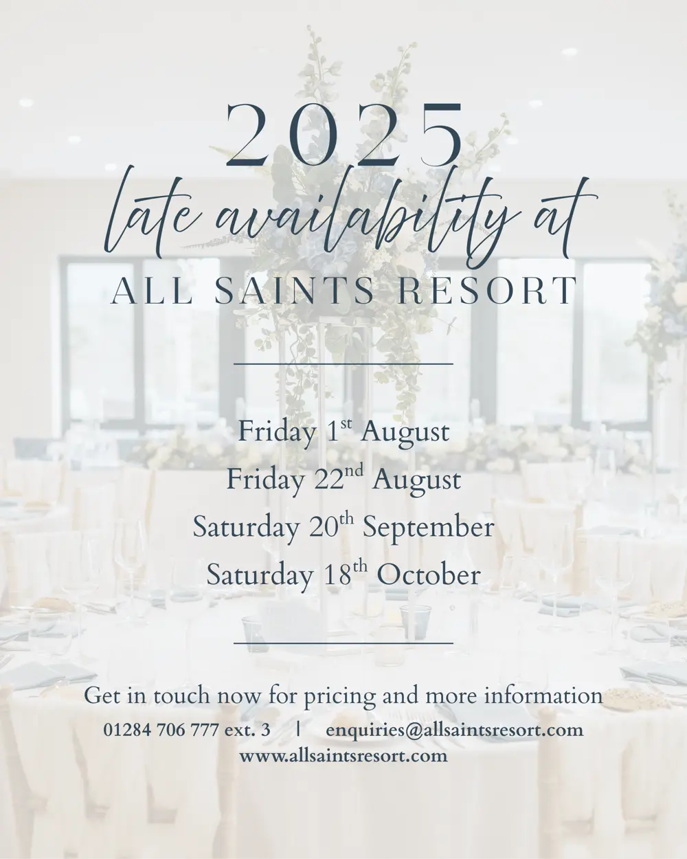 Late availability promotion for All Saints Wedding Venue Bury St Edmunds