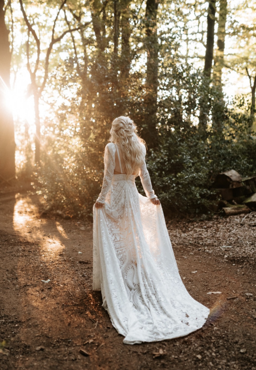 Beautiful bride in woodland