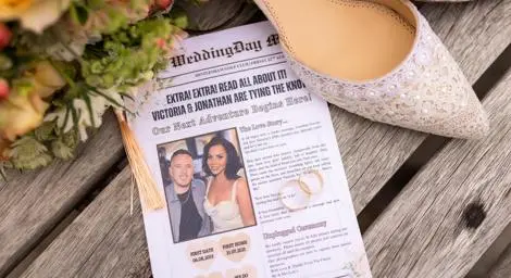Wedding newspaper with article of the couple