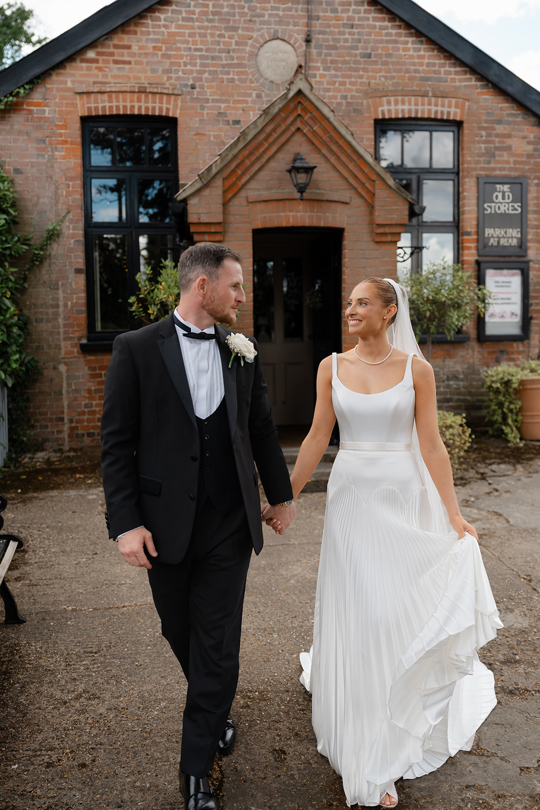Bride and groom outside their unlicensed venue