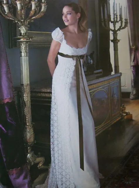 Empire line wedding dress Bridgerton style