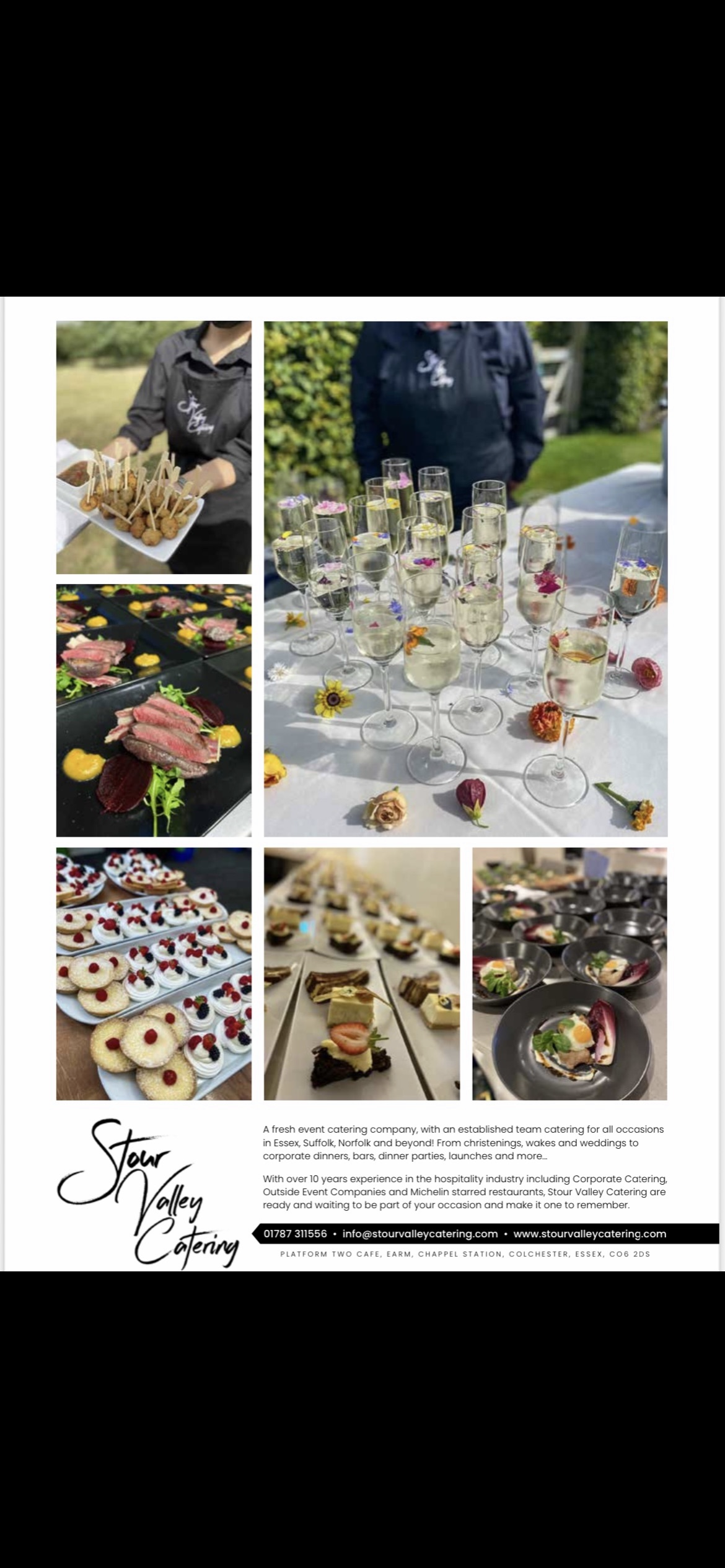Different images of food provided by Stour Valley Catering